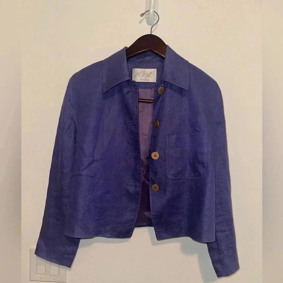 Lord And Taylor Linen Cropped Blazer in Purple Sz 6 P - Picture 5 of 6